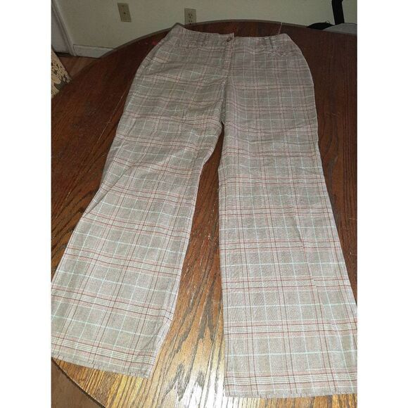 Size 10 Cato Brown Blue Peach Dress Pants - Picture 1 of 3